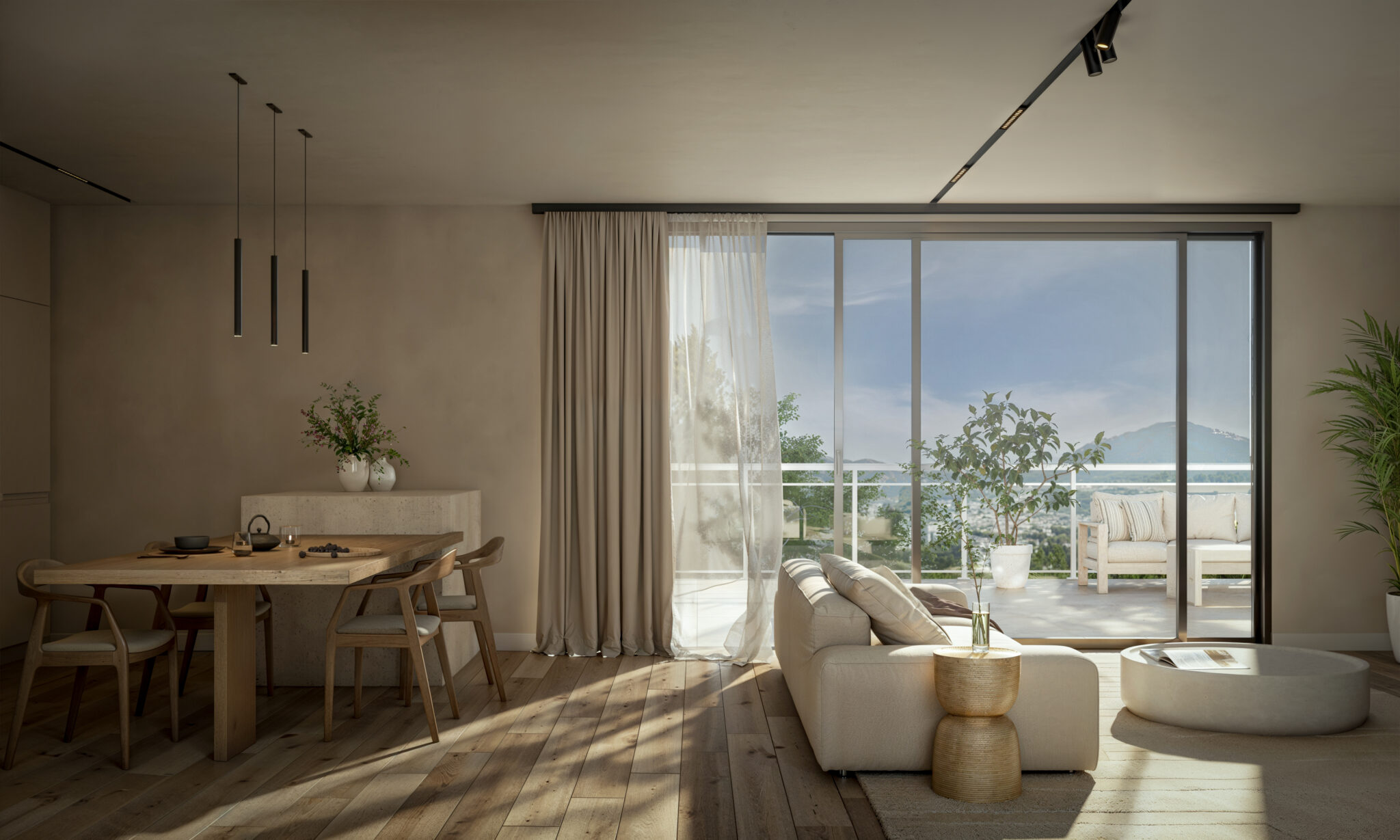 Image 3D réaliste intérieur d’un salon - visualisation architecturale par Archi’Biens