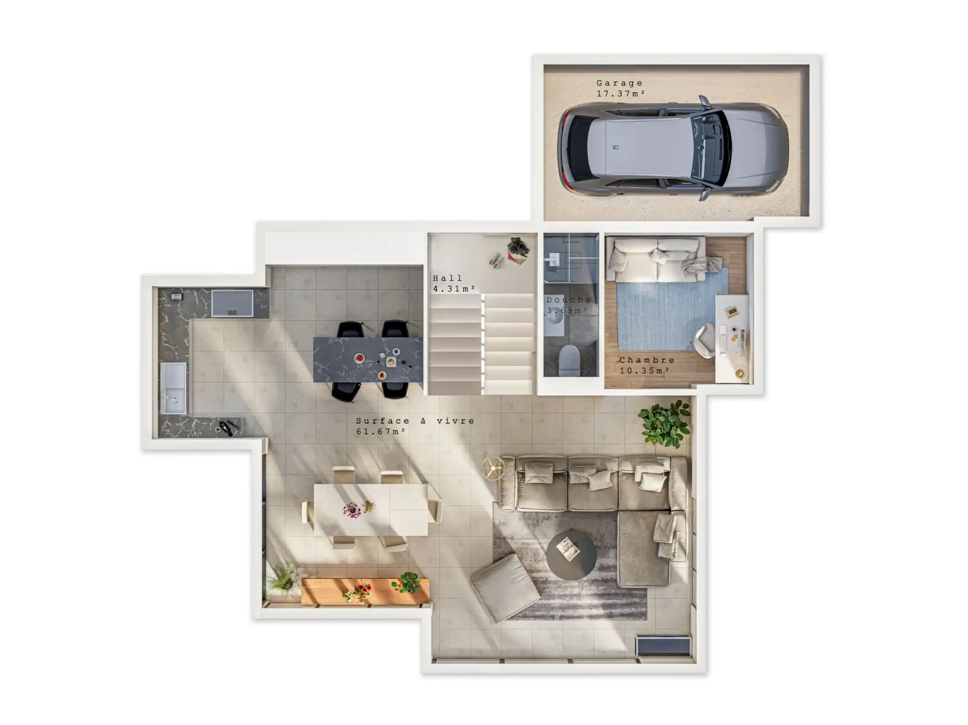 Rendu 3D plan texturé- visualisation architecturale par Archi’Biens