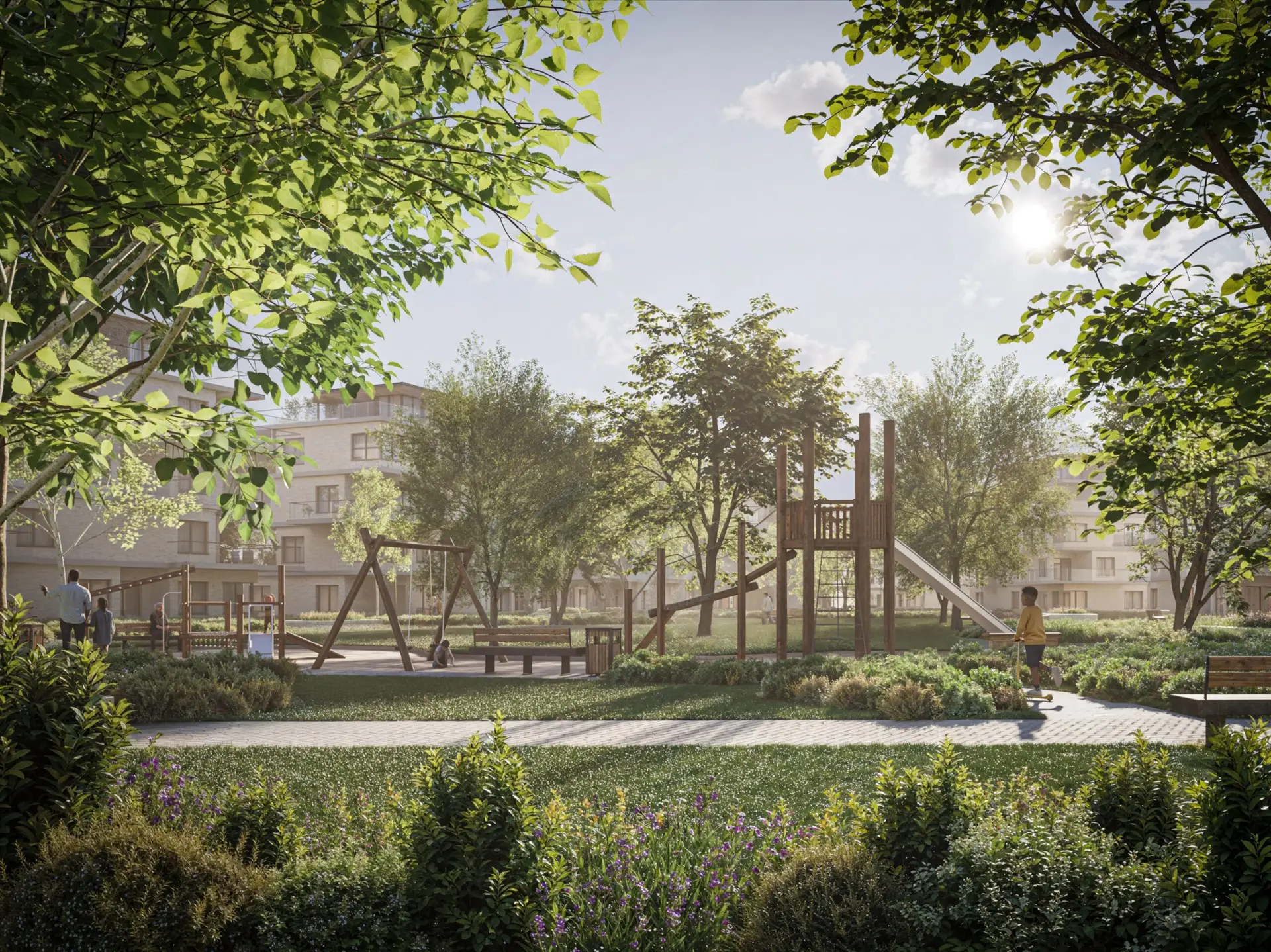 Image 3D réaliste extérieur d’un immeuble résidentiel - visualisation architecturale par Archi’Biens