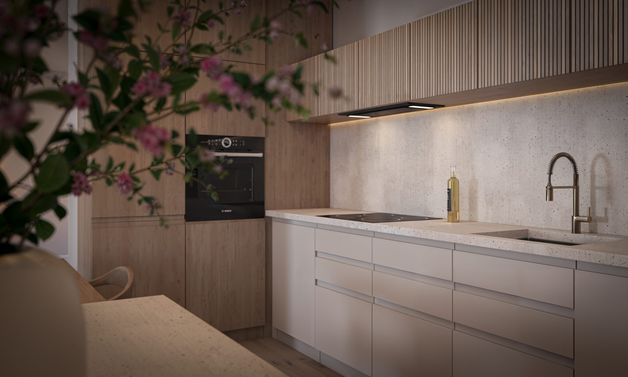 Image 3D réaliste intérieur d’une cuisine - Montreux -visualisation architecturale par Archi’Biens