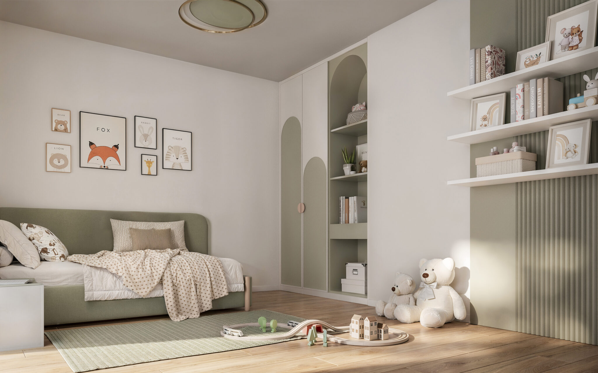 Image 3D réaliste intérieur d’une chambre d'enfants - Canton de Vaud - visualisation architecturale par Archi’Biens